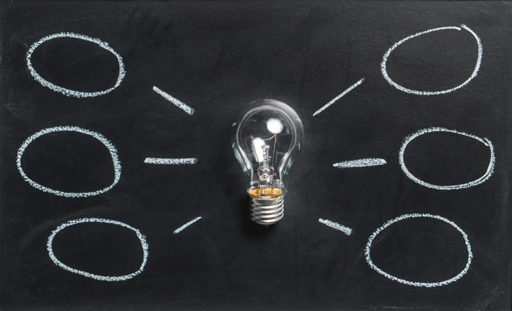 Light bulb on a chalkboard